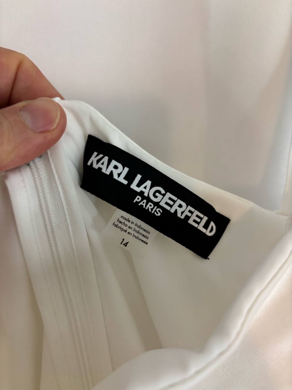 NWT KARL LAGERFELD sz14 Women's White Cotton Rope Belt Sleeveless Maxi Dress… - Picture 9 of 9